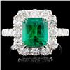 18K Gold 2.39ct Emerald & 1.43ct Diamond Ring