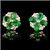 14K Gold 3.00ct Emerlad & 0.40ct Diamond Earrings