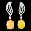 18K Gold 4.97ct Opal & 0.51ctw Diamond Earrings