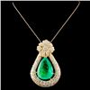 18K Gold 38.07ct Emerald & 15.00ctw Diamond Pendan