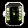 14K Gold 24.39ct Tourmaline & 0.97ctw Diamond Ring