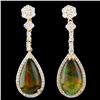 14K Gold 5.14ct Opal & 1.08ctw Diamond Earrings