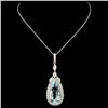 18K Gold 9.30ct Aquamarine & 1.00ctw Diamond Penda