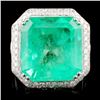 18K Gold 23.83ct Emerald & 3.98ctw Diamond Ring
