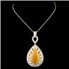 18K Gold 7.28ct Opal & 1.88ctw Diamond Pendant