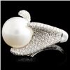 18K Gold 12.50mm Pearl & 2.40ctw Diamond Ring