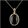 Image 2 : 14K Gold Onyx & 0.41ctw Diamond Pendant