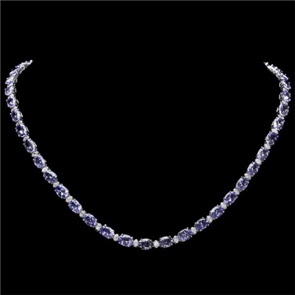 14k Gold 30.00ct Tanzanite & 1.00ct Diam Necklace