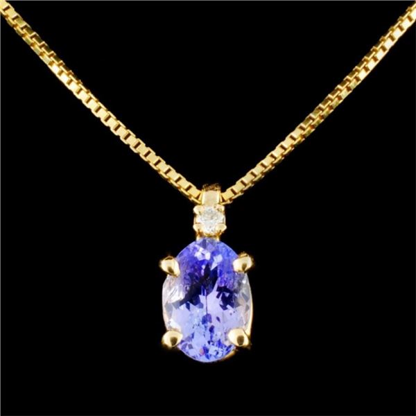 14K Gold 1.17ct Tanzanite & 0.03ctw Diamond Pendan