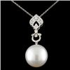 18K Gold 15.00mm Pearl & 0.42ctw Diamond Pendant