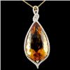 14K Gold 41.37ct Citrine & 1.05ctw Diamond Pendant