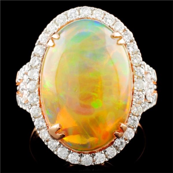 18K Gold 6.25ct Opal & 0.95ctw Diamond Ring