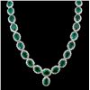 Image 1 : 14K Gold 41.47ct Emerald & 10.92ct Diamond Necklac