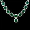 Image 2 : 14K Gold 41.47ct Emerald & 10.92ct Diamond Necklac