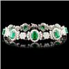 18K Gold 15.04ct Emerald & 7.29ctw Diamond Bracele