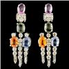 14K Gold 4.03ct Sapphire & 0.95ctw Diamond Earring