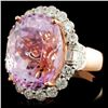 Image 2 : 14K R Gold 21.06ct Kunzite & 1.99ct Diamond Ring