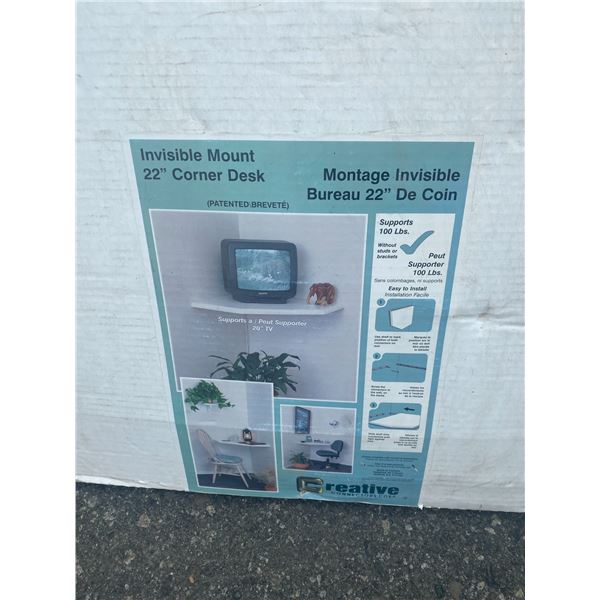 Invisible mount corner desk or shelf