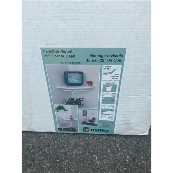 Invisible mount corner desk or shelf