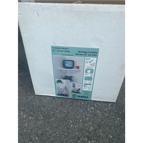 Invisible mount corner desk or shelf