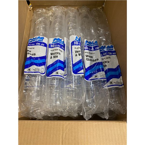 Case of plastic wine glasses