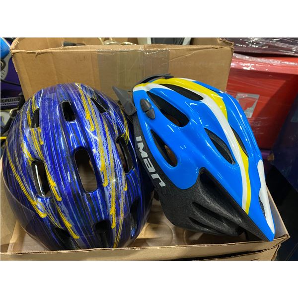 Two bike helmets