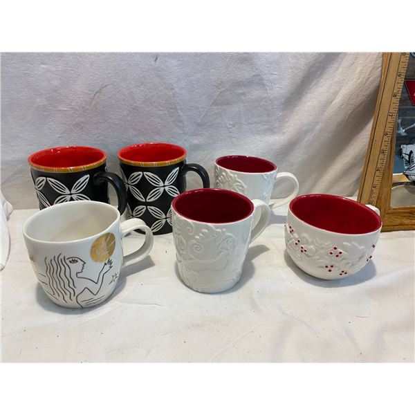 6 Starbucks mugs