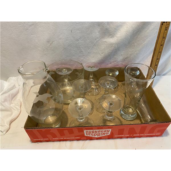 Pitcher ice bucket and glasses