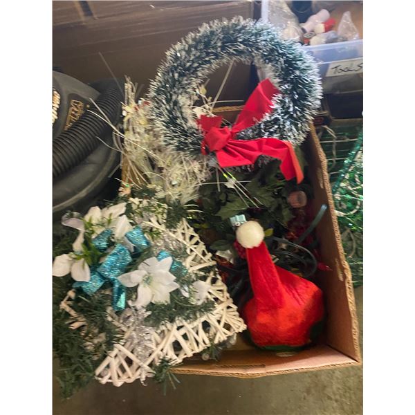 Christmas decor and lighted Christmas greens