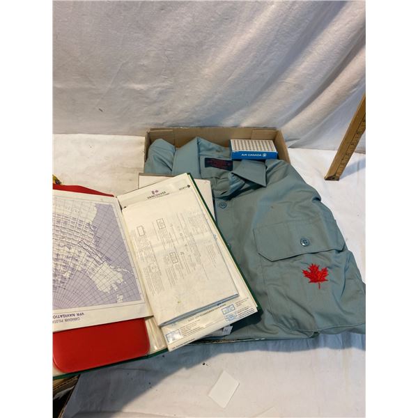 Air Canada shirt, maps, and card deck