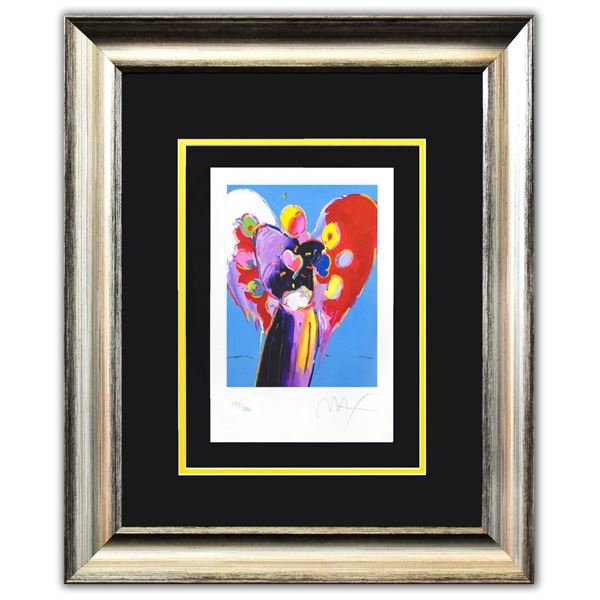 Peter Max- Original Lithograph "Blue Angel with Heart"