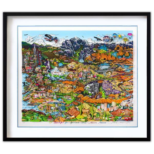 Charles Fazzino- 3D Construction Silkscreen Serigraph "O BEAUTIFUL FOR SPACIOUS SKIES…AMERICA…AMERIC