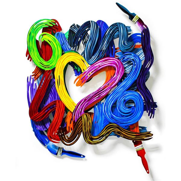 Patricia Govezensky- Original Painting on Cutout Steel "Work of Heart"