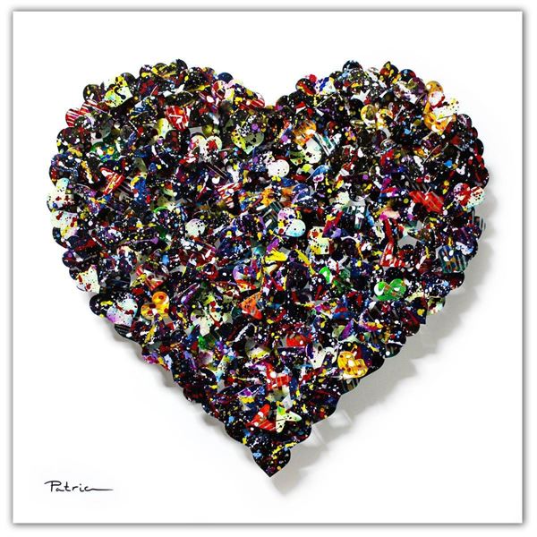 Patricia Govezensky- Original 3D Metal Art on Wood "Heart"