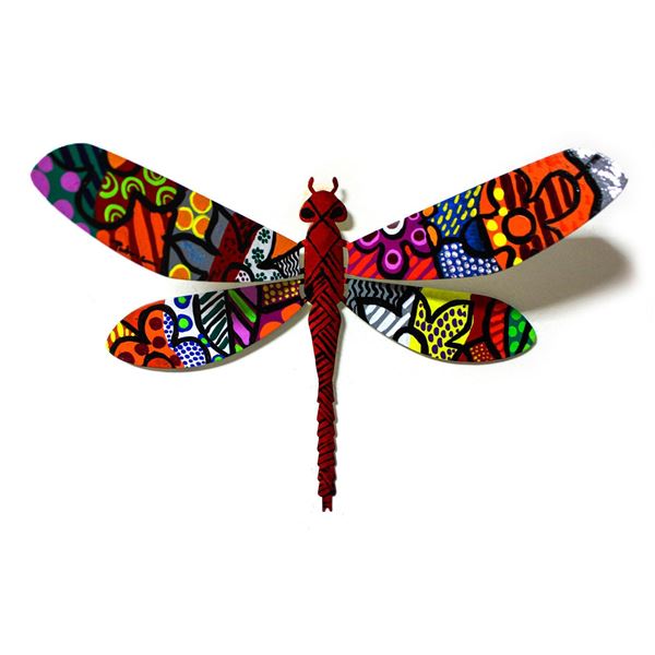 Patricia Govezensky- Original Painting on Cutout Steel "Dragonfly CXIII"