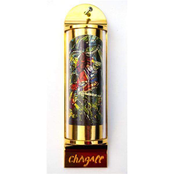 Marc Chagall - Mezuzah - silkscreen on 24K gold plated bronze "12 Tribes Hadassah Windows - Gad"