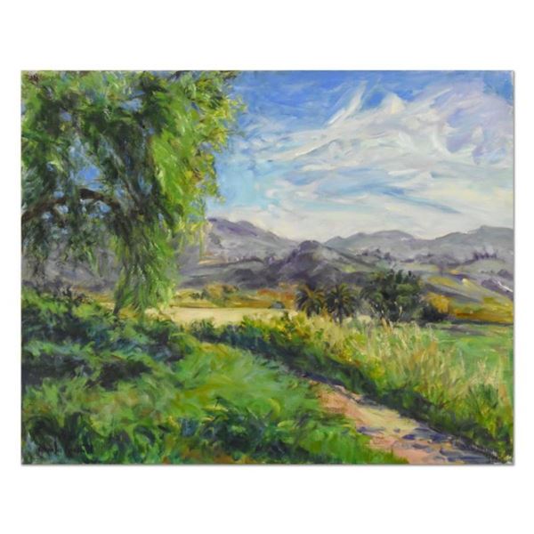 Charles Knecht, "Path to the Palms" Original Oil Painting on Canvas, Hand Signed with Letter of Auth