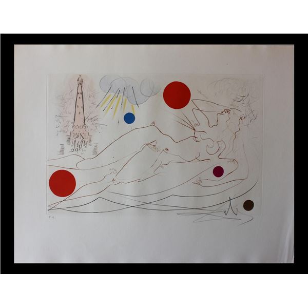 Salvador Dali- Original Etching with color "Water Tower"