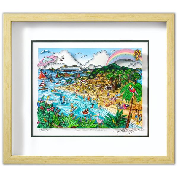 Charles Fazzino- 3D Construction Silkscreen Serigraph "Our Caribbean Vacation"