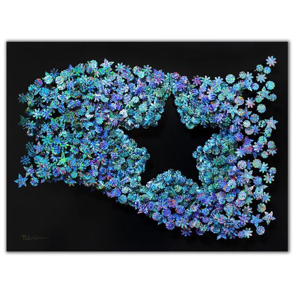 Patricia Govezensky- Original 3D Metal Art on Wood "Flag of Star"