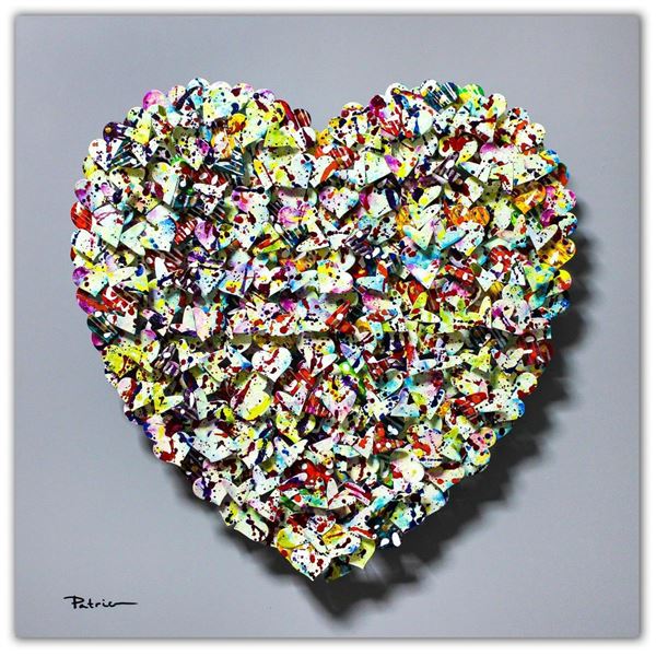 Patricia Govezensky- Original 3D Metal Art on Wood "Heart"