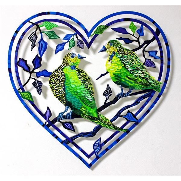 Patricia Govezensky- Original Painting on Laser Cut Steel "Love Birds IIII"
