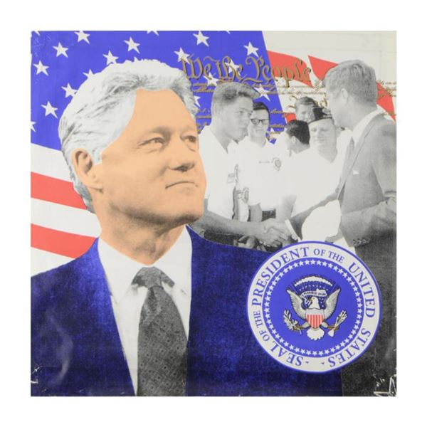Steve Kaufman (1960-2010) "Bill Clinton, We the People" Hand Pulled Limited Edition Silkscreen on Ca