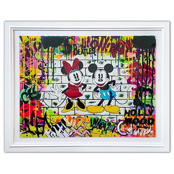 Nastya Rovenskaya- Original Mixed Media on Paper "Mickey & Minnie"