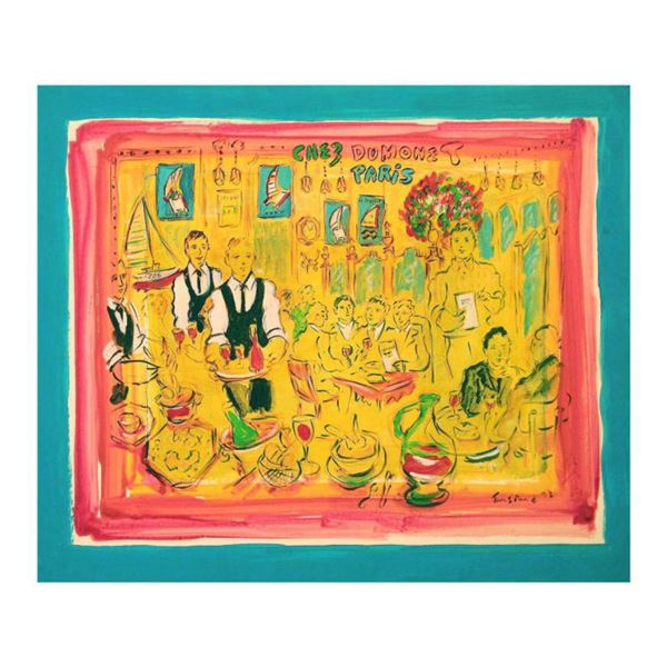 Wayne Ensrud "Chez Dumonet, Paris" Mixed Media Original Artwork; Hand Signed; COA