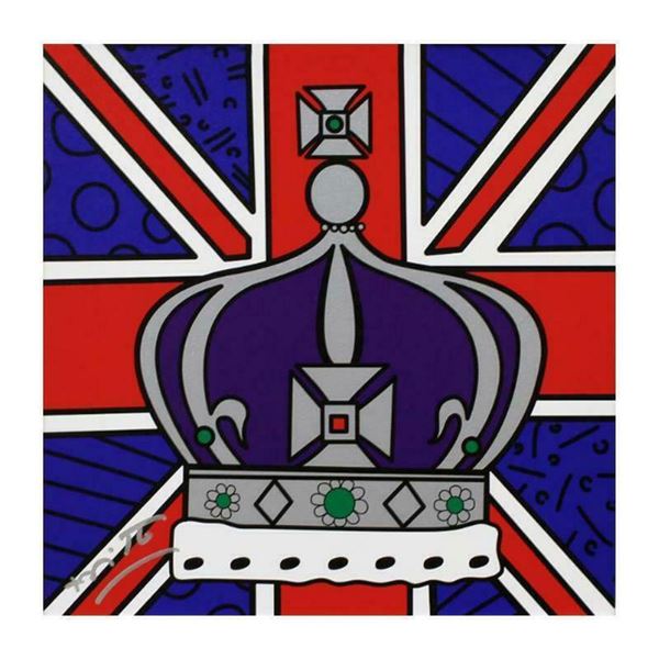 Romero Britto, "Royal Crown" Hand Signed Limited Edition Giclee on Canvas; Authenticated