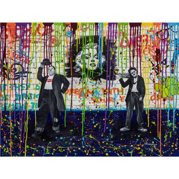 Nastya Rovenskaya- Original Oil on Canvas "Chaplin and Hardy"