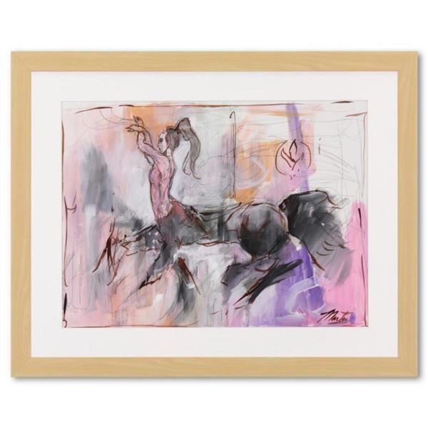 Marta Wiley, Framed Original Mixed Media Painting, Hand Signed and Thumb Printed with Letter of Auth