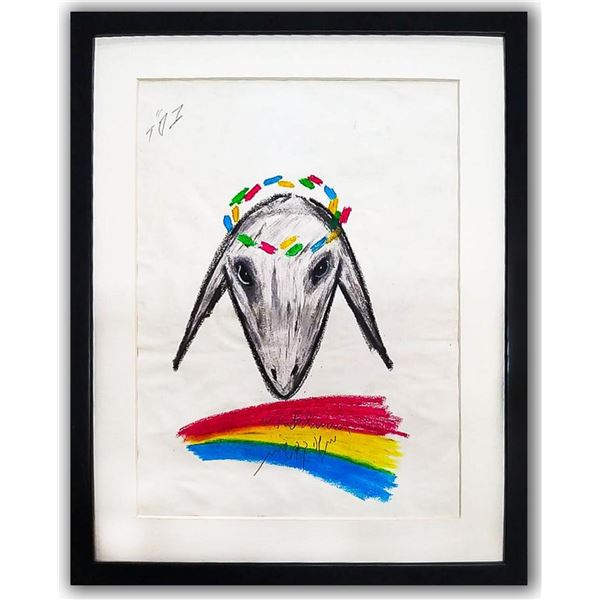 Menashe Kadishman- Pastel on Paper "Untitled"