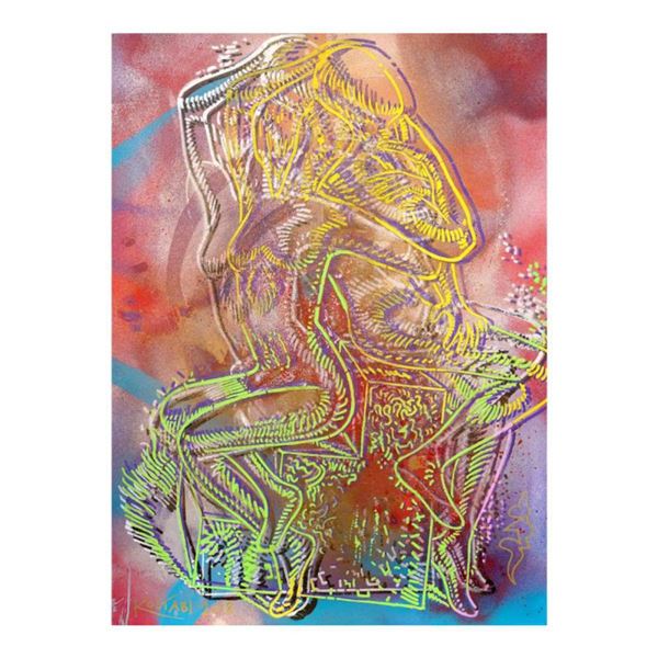 Mark Kostabi "Shimmering Passion" Hand Signed Original Artwork with COA.